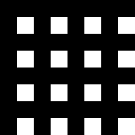 Bayer under uniform blue. The same 25% pattern as red, offset by one pixel.